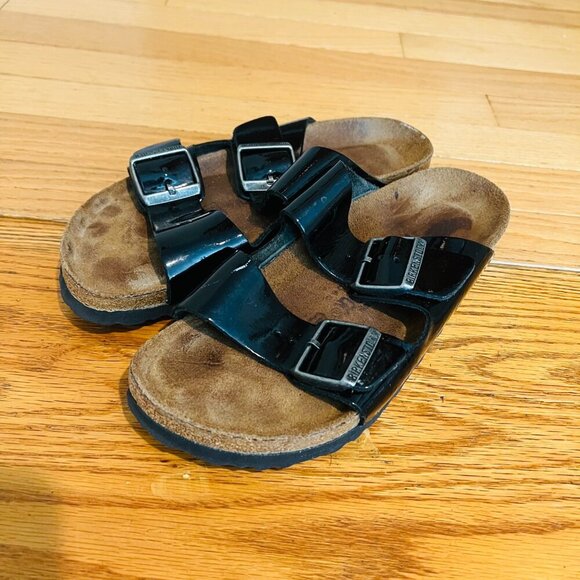 Birkenstock Arizona Sandals in Black Patent Leather - Birko-Flor Size 38 - Picture 2 of 16